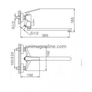 Смеситель для ванны Frap F2257, излив 35 см. черный/хром