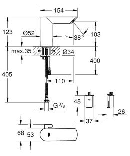 36451000 смеситель для раковины Bau Cosmopolitan E (хром)